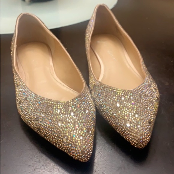 BETSEY JOHNSON RHINESTONE CRYSTAL BALLET FLATS - Picture 3 of 12